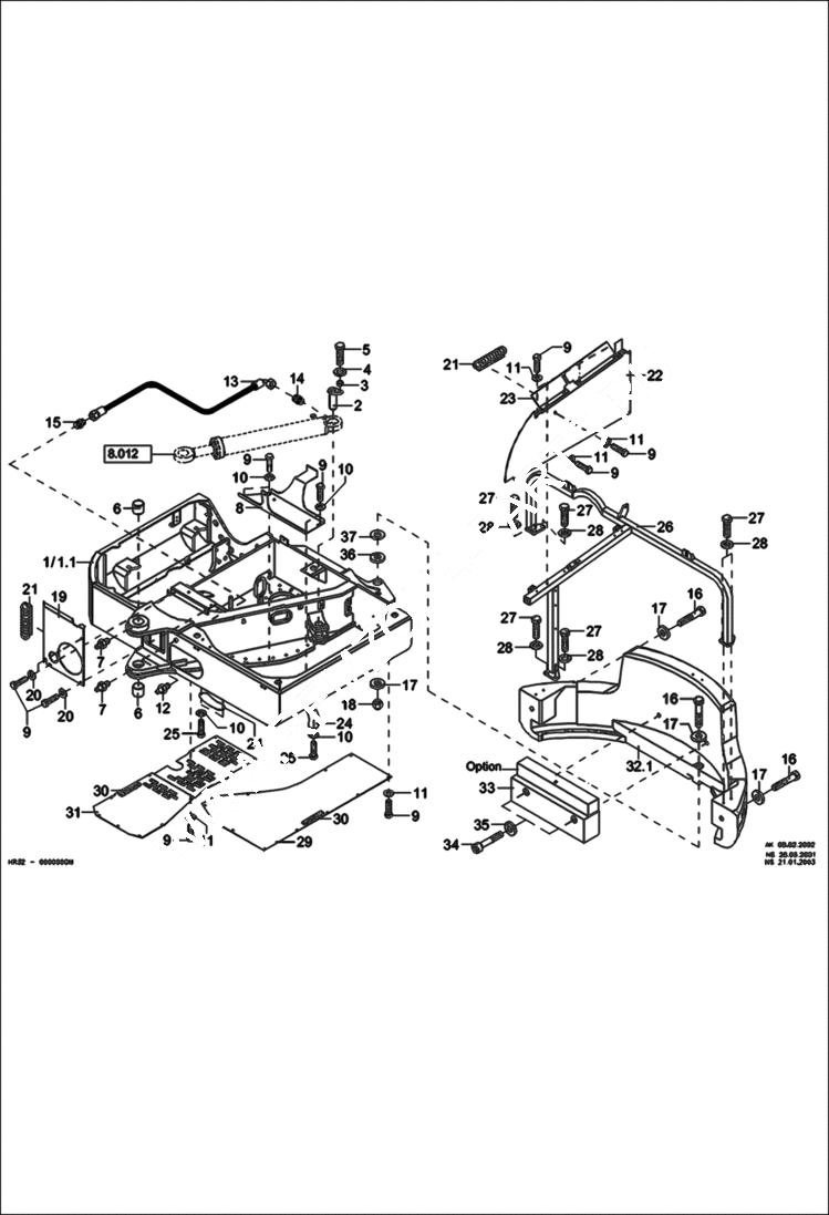 Схема запчастей Bobcat 442 - UPPERCARRIAGE MAIN FRAME