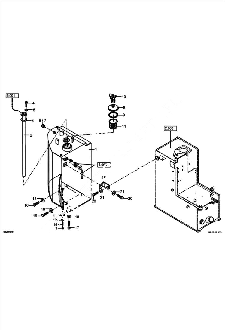 Схема запчастей Bobcat 442 - FUEL TANK MAIN FRAME