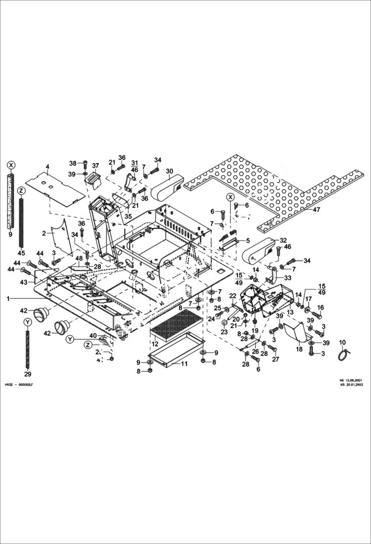 Схема запчастей Bobcat 442 - FLOOR FRAME MAIN FRAME