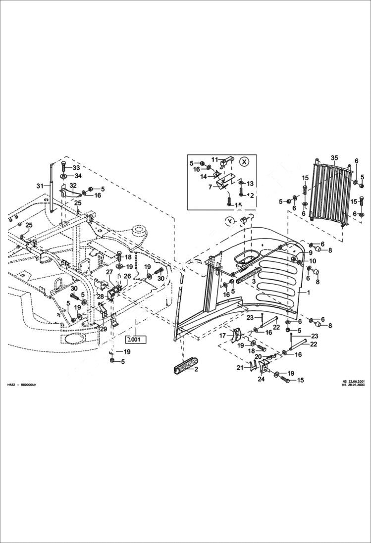 Схема запчастей Bobcat 442 - ENGINE HOOD (S/N 522311360 & Above) MAIN FRAME