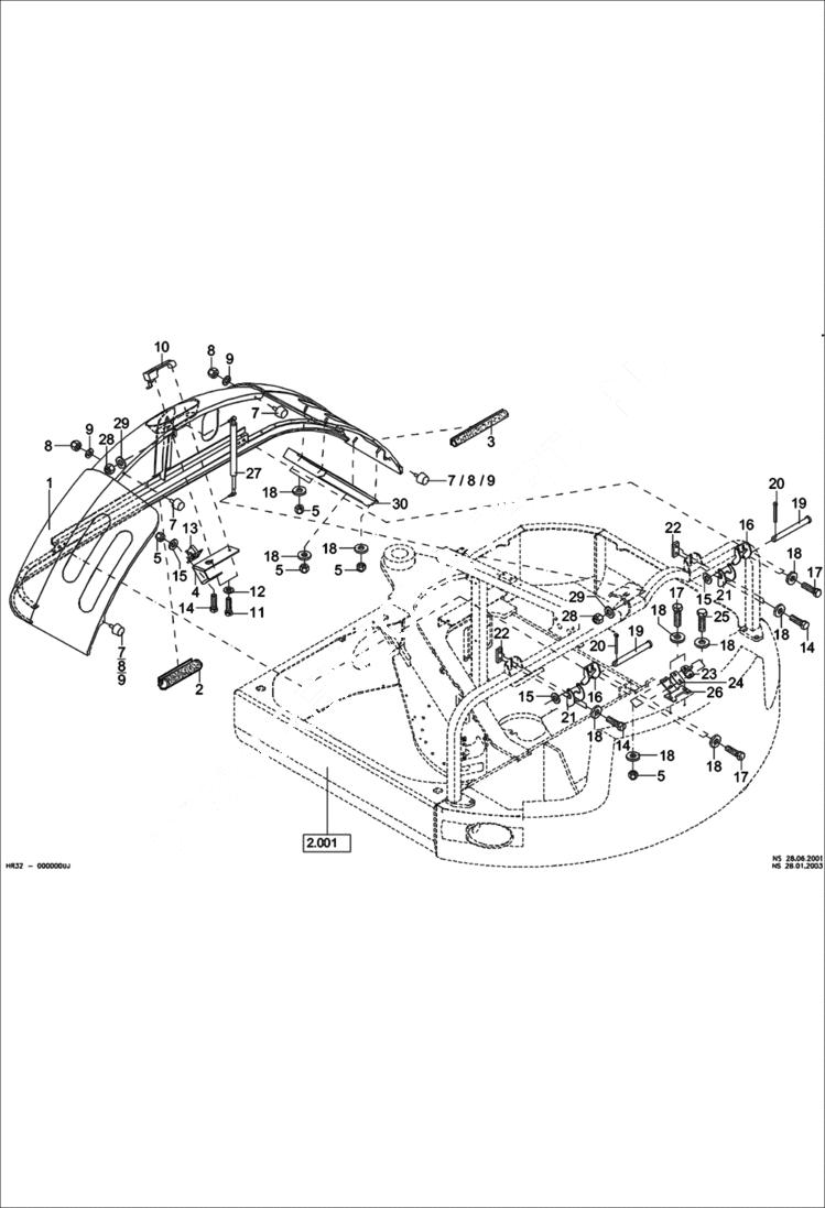 Схема запчастей Bobcat 442 - BACK HOOD (S/N 522311360 & Above) MAIN FRAME