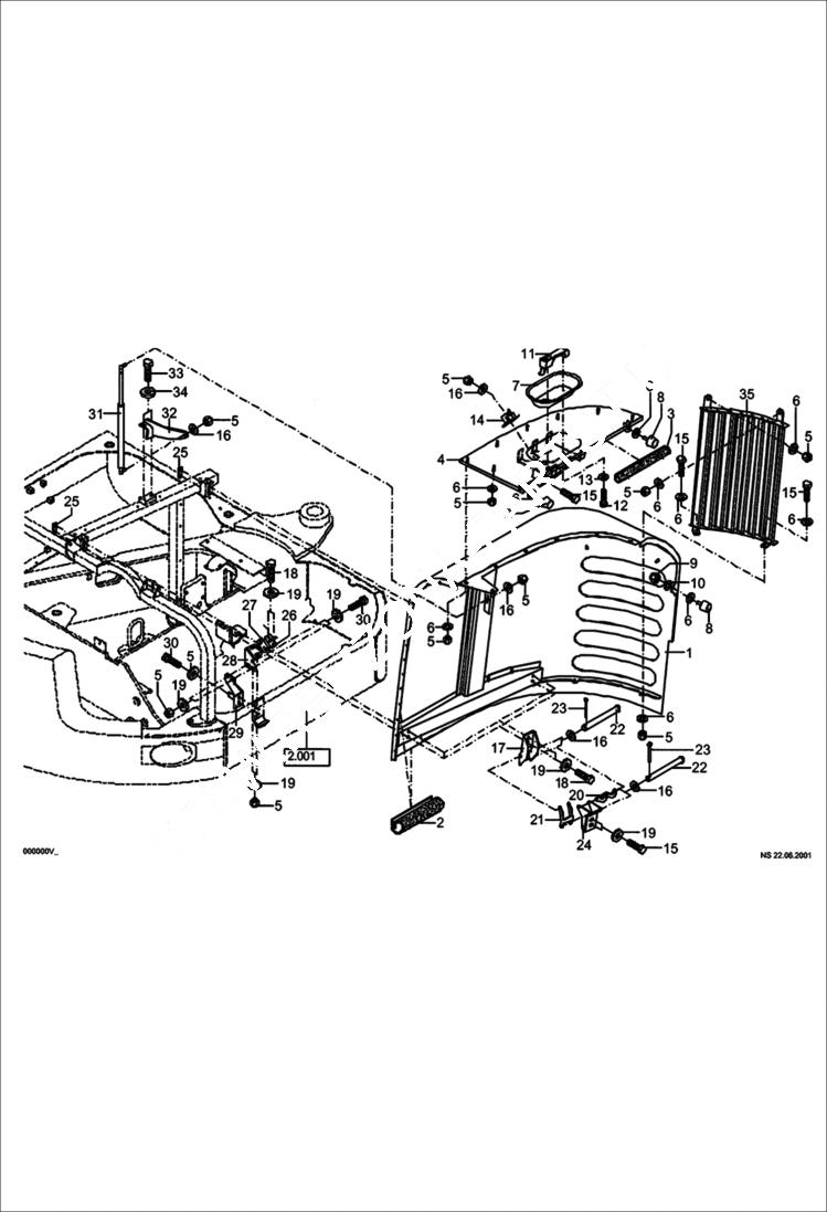 Схема запчастей Bobcat 442 - ENGINE HOOD (S/N 522311359 & Below) MAIN FRAME