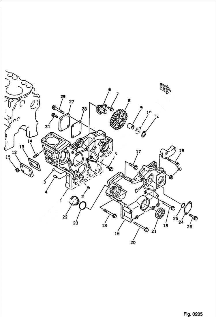Схема запчастей Bobcat 56 - GEAR CASE AND FRONT COVER CYLINDER BLOCK