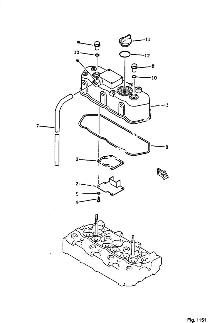 Схема запчастей Bobcat 56 - CYLINDER HEAD COVER CYLINDER HEAD