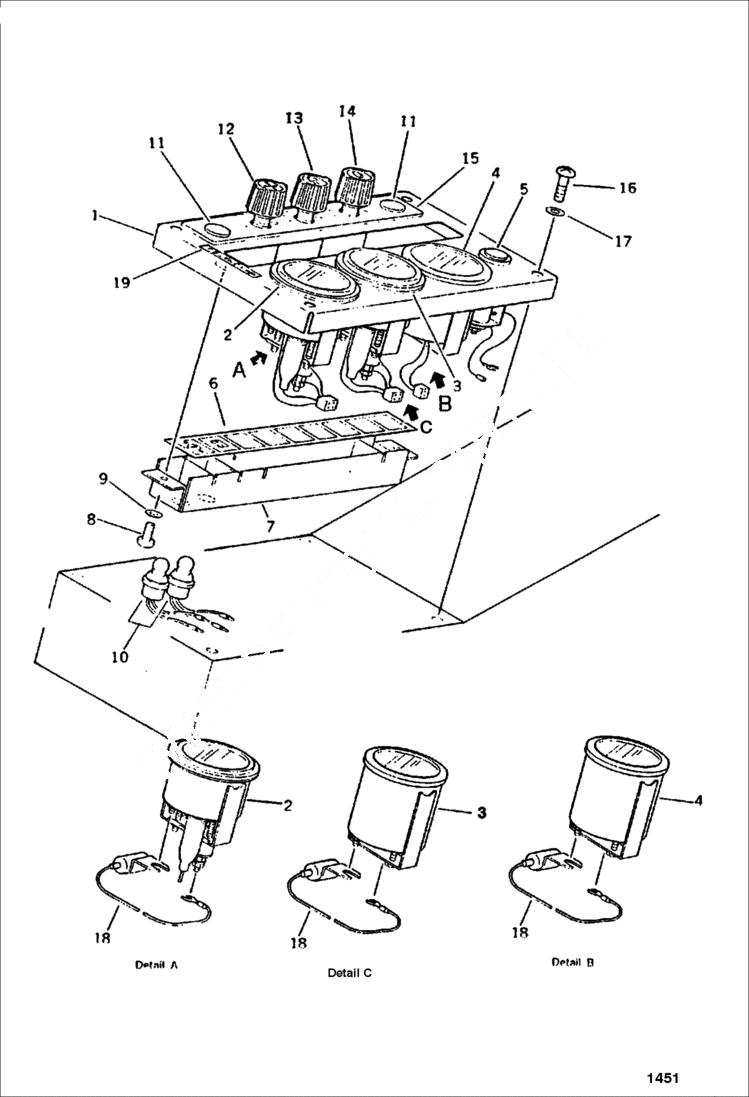 Схема запчастей Bobcat 130 - INSTRUMENT PANEL 1/3 (PC60, PC60L) ENGINE RELATED PARTS AND ELECTRICAL SYSTEM