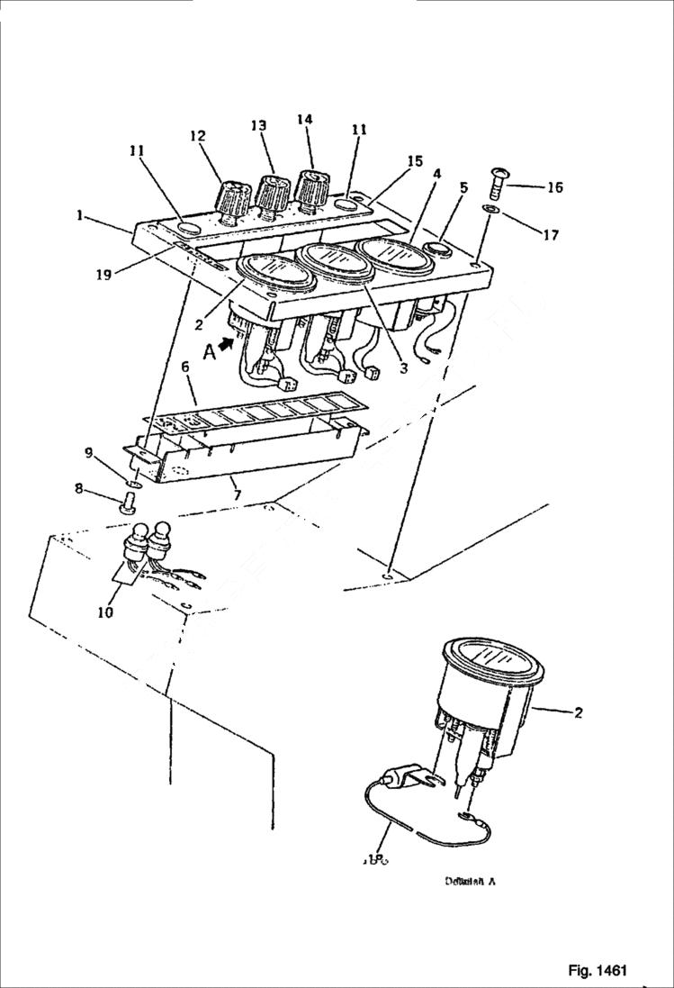 Схема запчастей Bobcat 130 - INSTRUMENT PANEL 1/3 Radio-less Without Swing Mechanical Brake (except Japan) ENGINE RELATED PARTS AND ELECTRICAL SYSTEM