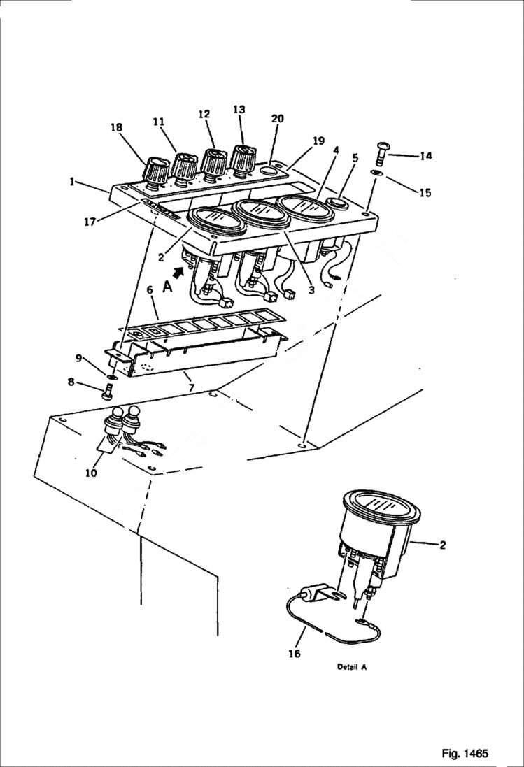 Схема запчастей Bobcat 130 - INSTRUMENT PANEL 1/3 With Auto Deceleration For Mode Selector OLSS- except Japan ENGINE RELATED PARTS AND ELECTRICAL SYSTEM