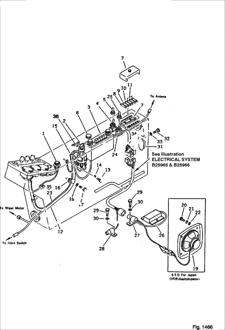 Схема запчастей Bobcat 130 - INSTRUMENT PANEL 2/3 With Auto Deceleration For Mode Selector OLSS- except Japan ENGINE RELATED PARTS AND ELECTRICAL SYSTEM