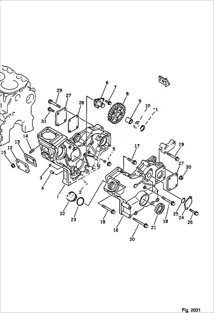 Схема запчастей Bobcat 56 - GEAR CASE AND FRONT COVER CYLINDER BLOCK