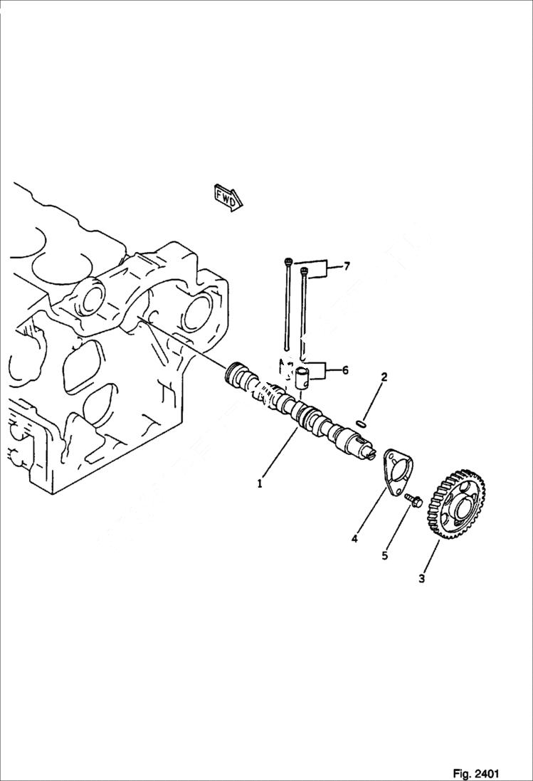 Схема запчастей Bobcat 56 - CAMSHAFT AND TAPPETS CYLINDER BLOCK