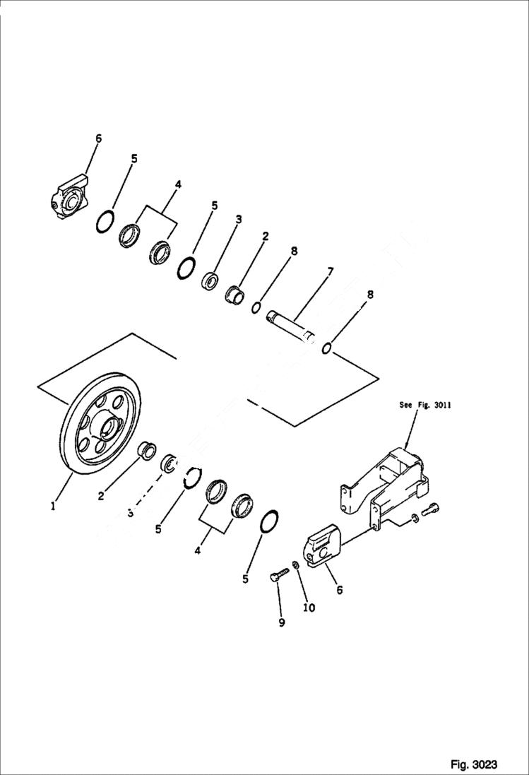 Схема запчастей Bobcat 56 - FRONT IDLER (FOR RUBBER SHOE) (OP) UNDERCARRIAGE