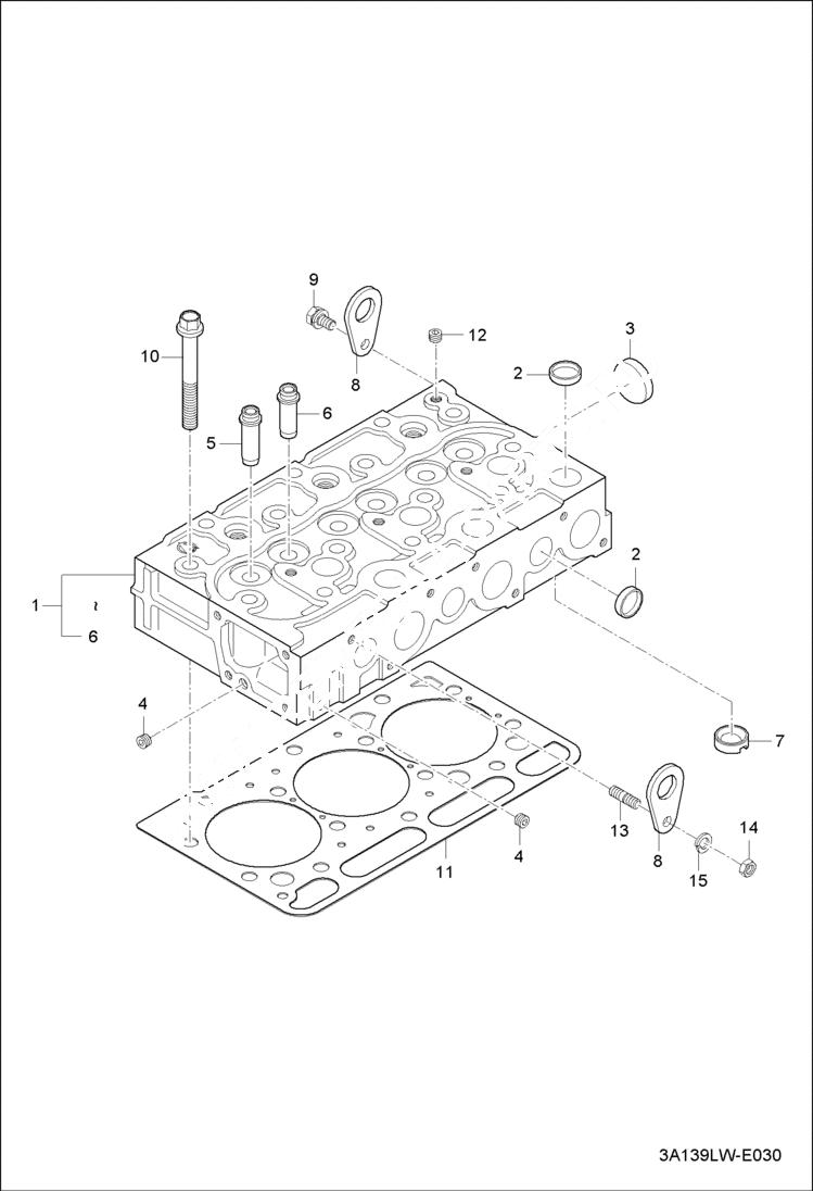 Схема запчастей Bobcat CT225 - CYLINDER HEAD GROUP (S/N ABFJ11001 & Above) POWER UNIT