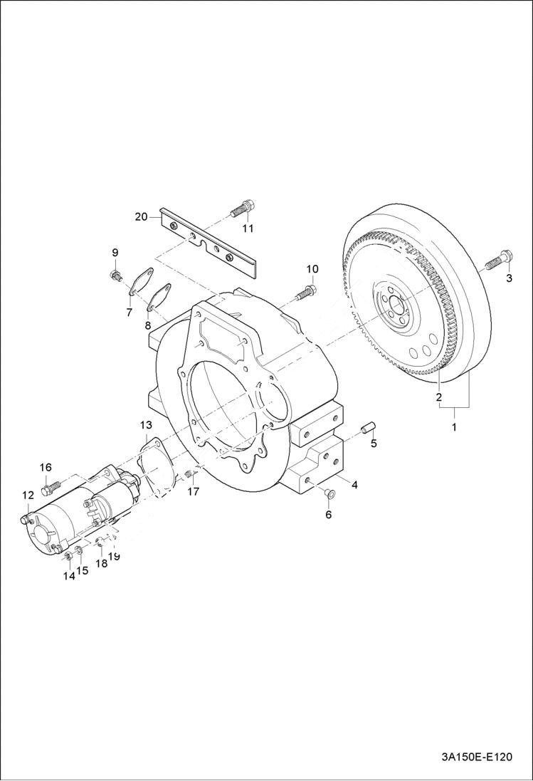 Схема запчастей Bobcat CT225 - FLYWHEEL GROUP (S/N ABFJ11001 & Above) POWER UNIT