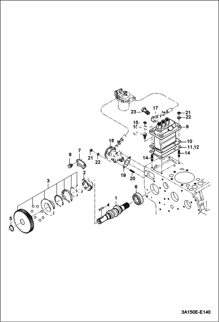 Схема запчастей Bobcat CT225 - FUEL CAMSHAFT GROUP (S/N ABFJ11001 & Above) POWER UNIT