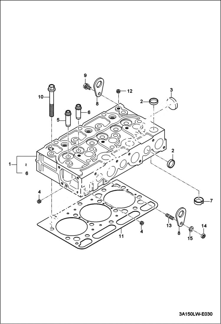 Схема запчастей Bobcat CT230 - CYLINDER HEAD GROUP (S/N ABFP11001 & Above) POWER UNIT