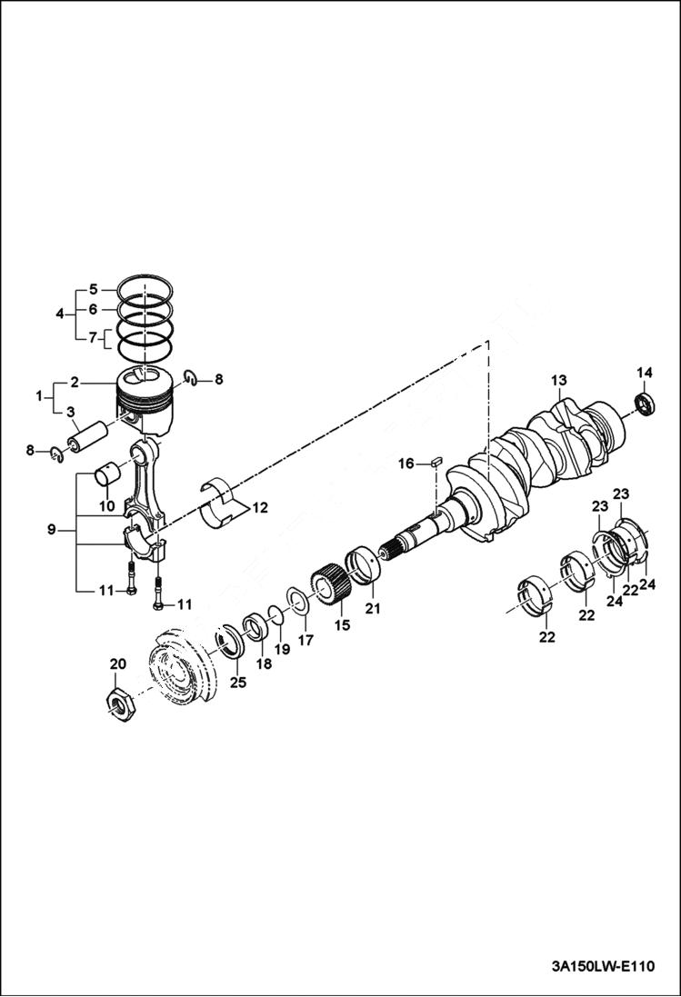 Схема запчастей Bobcat CT230 - PISTON & CRANKSHAFT GROUP (S/N ABFP11001 & Above) POWER UNIT