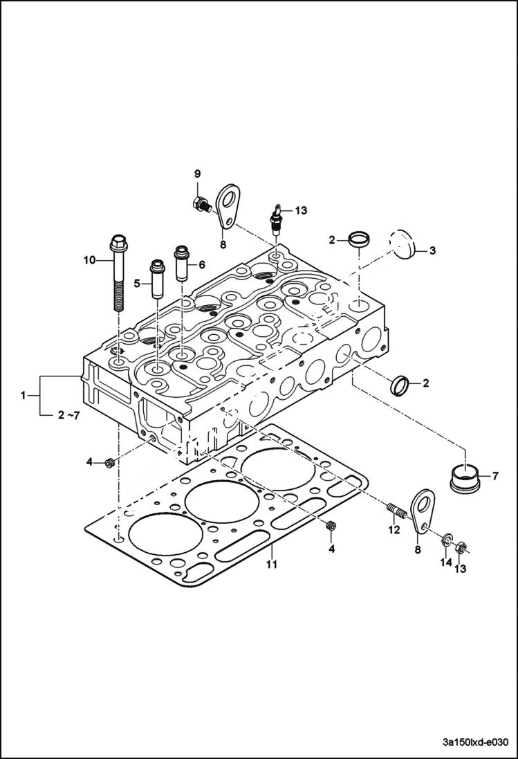 Схема запчастей Bobcat CT230 - CYLINDER HEAD GROUP (S/N A59C11001 & Above) POWER UNIT