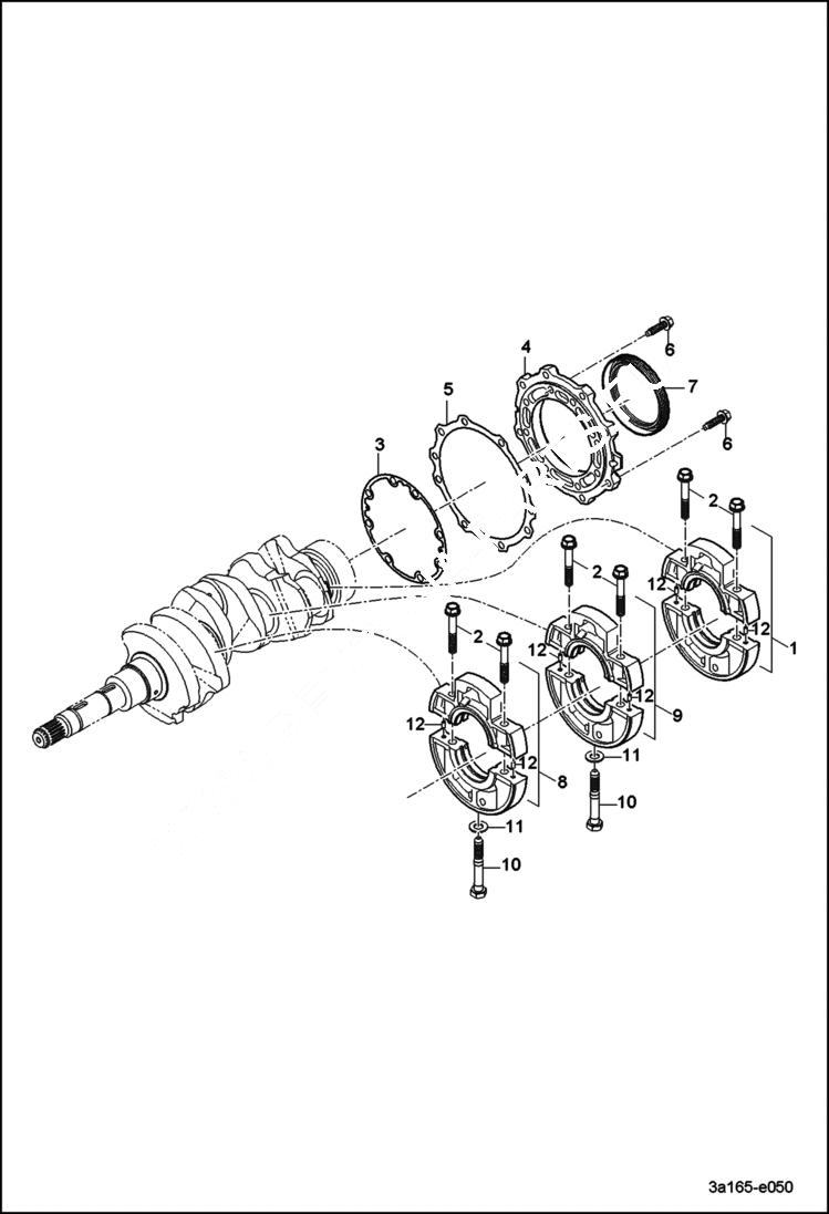 Схема запчастей Bobcat CT225 - MAIN BEARING CASE GROUP (S/N ABFJ11001 & Above) POWER UNIT