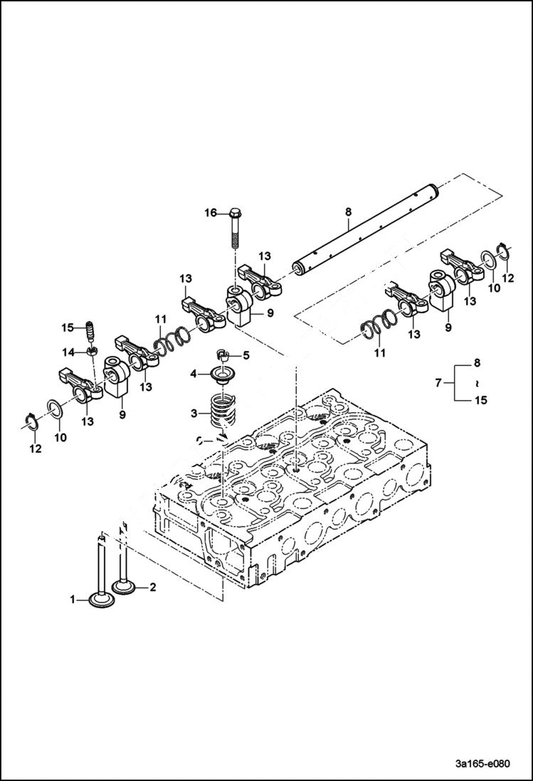 Схема запчастей Bobcat CT225 - VALVE & ROCKER ARM GROUP (S/N ABFJ11001 & Above) POWER UNIT