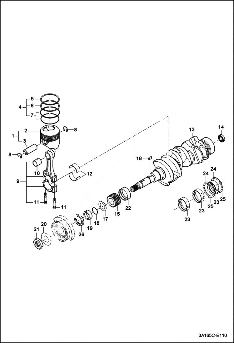 Схема запчастей Bobcat CT235 - PISTON & CRANKSHAFT GROUP POWER UNIT