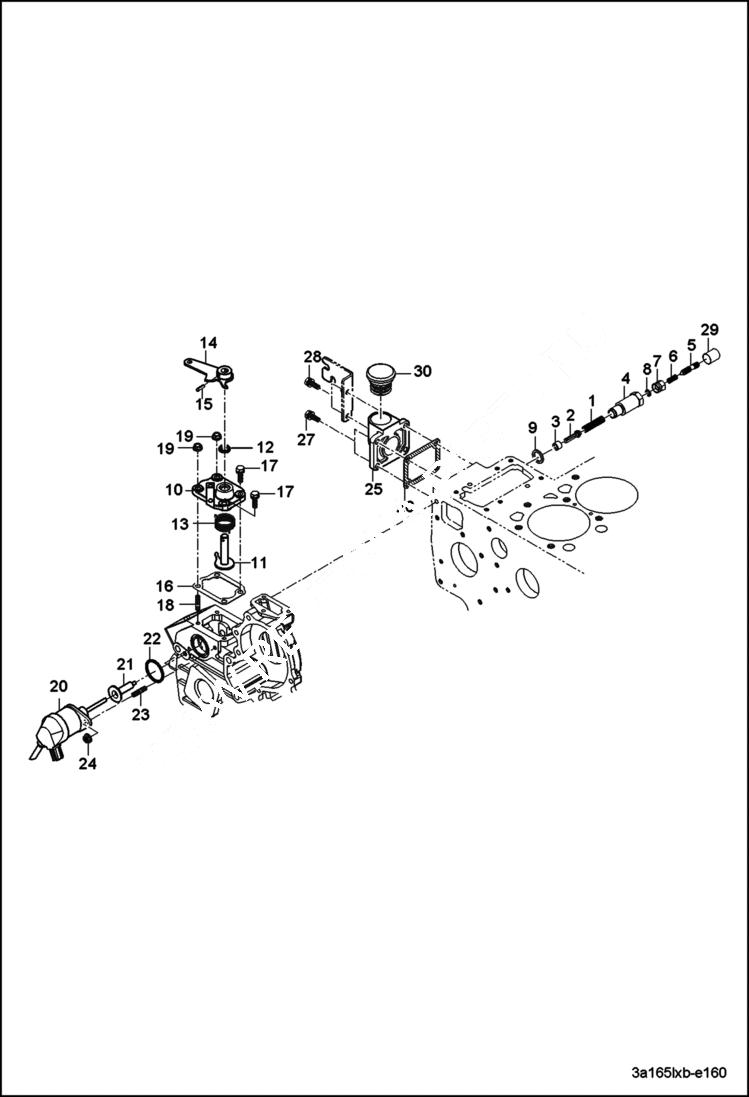 Схема запчастей Bobcat CT225 - ENGINE STOP LEVER GROUP (S/N A59B11001 & Above) POWER UNIT