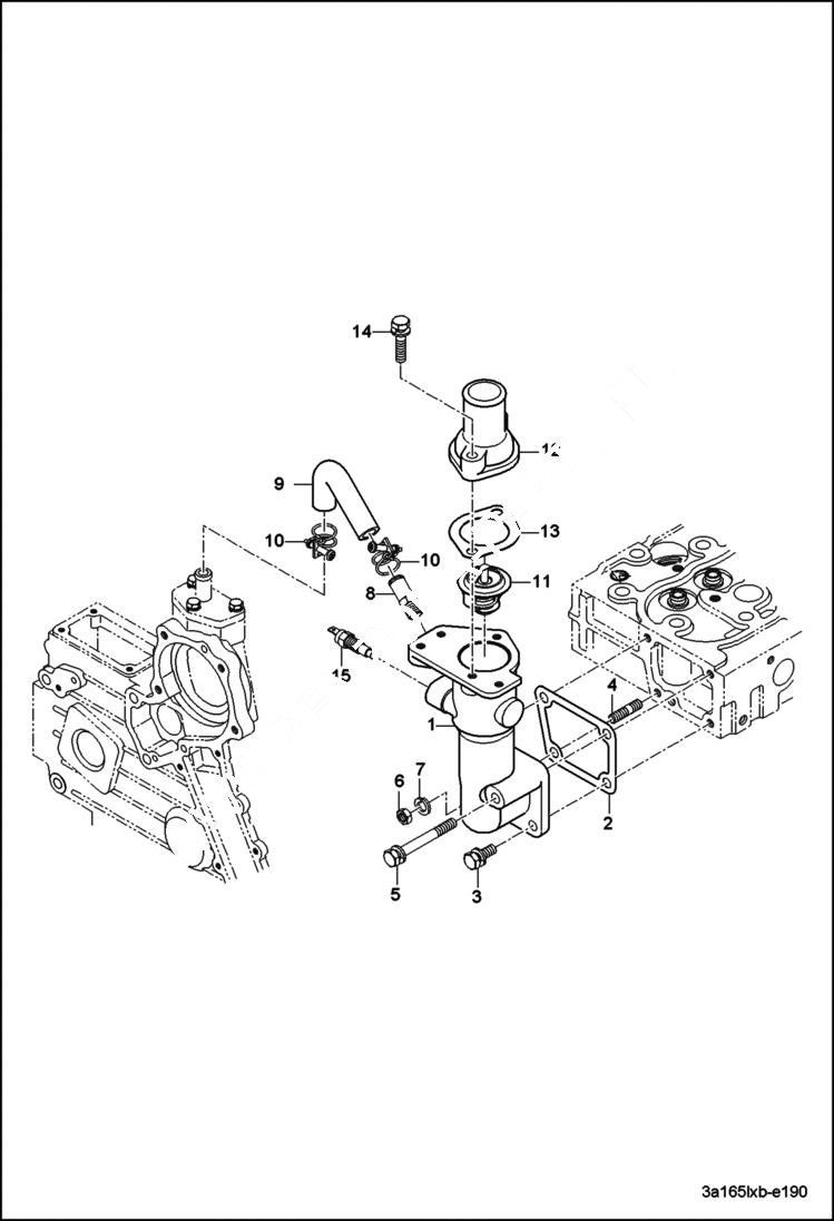 Схема запчастей Bobcat CT225 - PIPE GROUP, COOLANT (S/N A59B11001 & Above) POWER UNIT