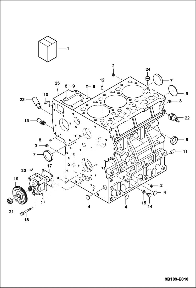 Схема запчастей Bobcat CT335 - CYLINDER BLOCK GROUP POWER UNIT