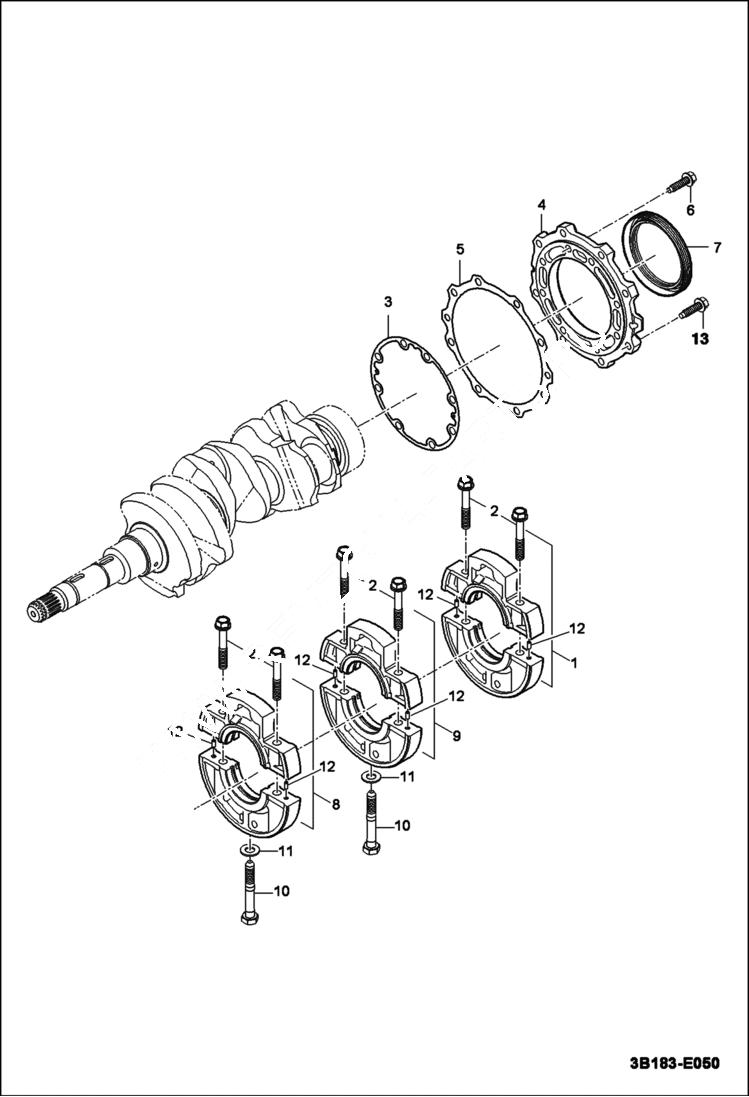 Схема запчастей Bobcat CT335 - MAIN BEARING GROUP POWER UNIT