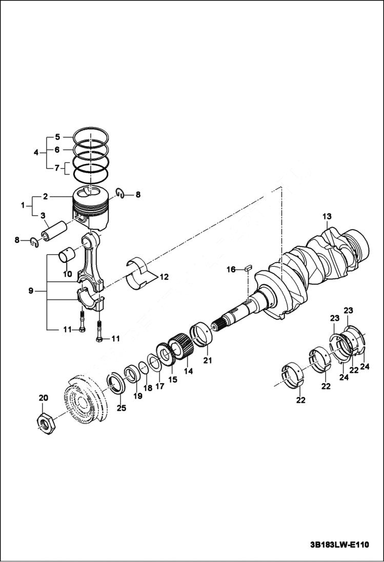 Схема запчастей Bobcat CT335 - PISTON & CRANKSHAFT GROUP POWER UNIT