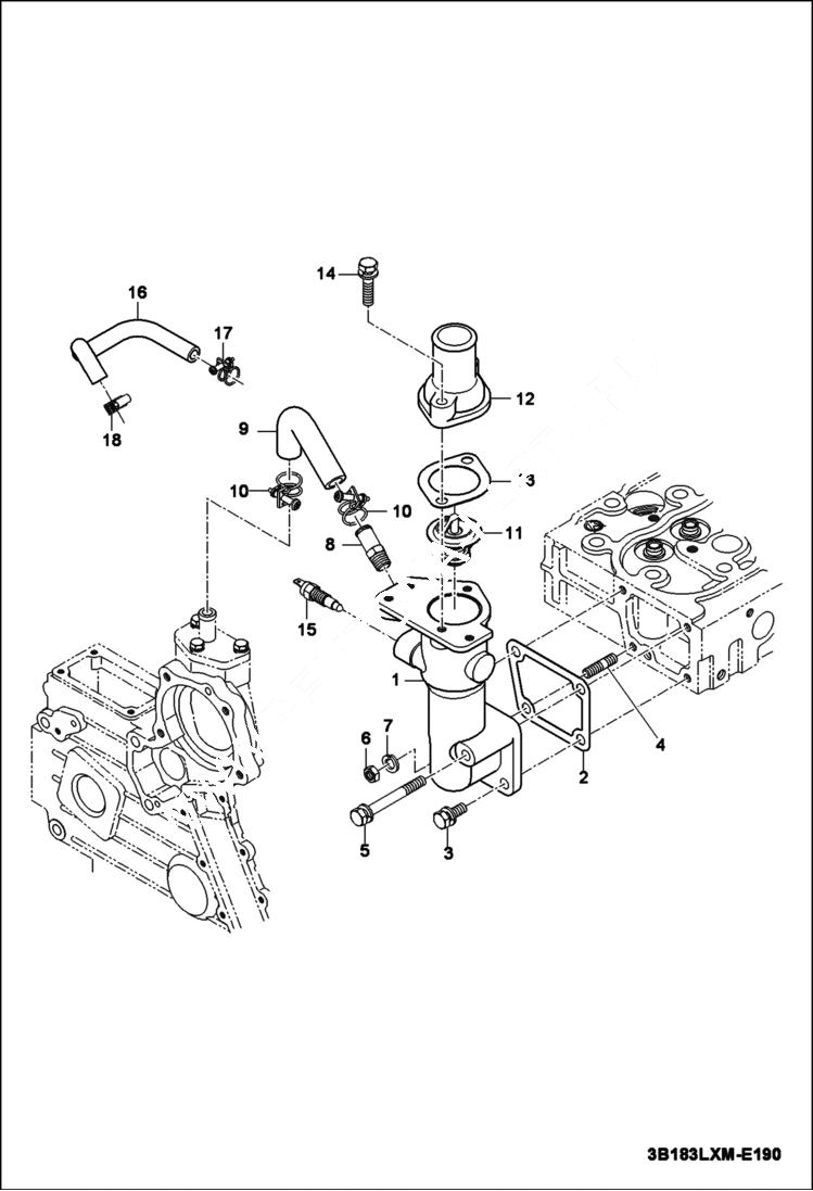 Схема запчастей Bobcat CT335 - WATER HOSE GROUP POWER UNIT