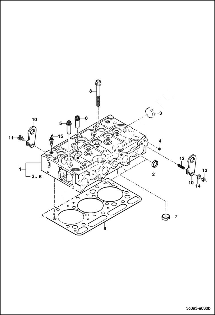 Схема запчастей Bobcat CT120 - CYLINDER HEAD GROUP POWER UNIT