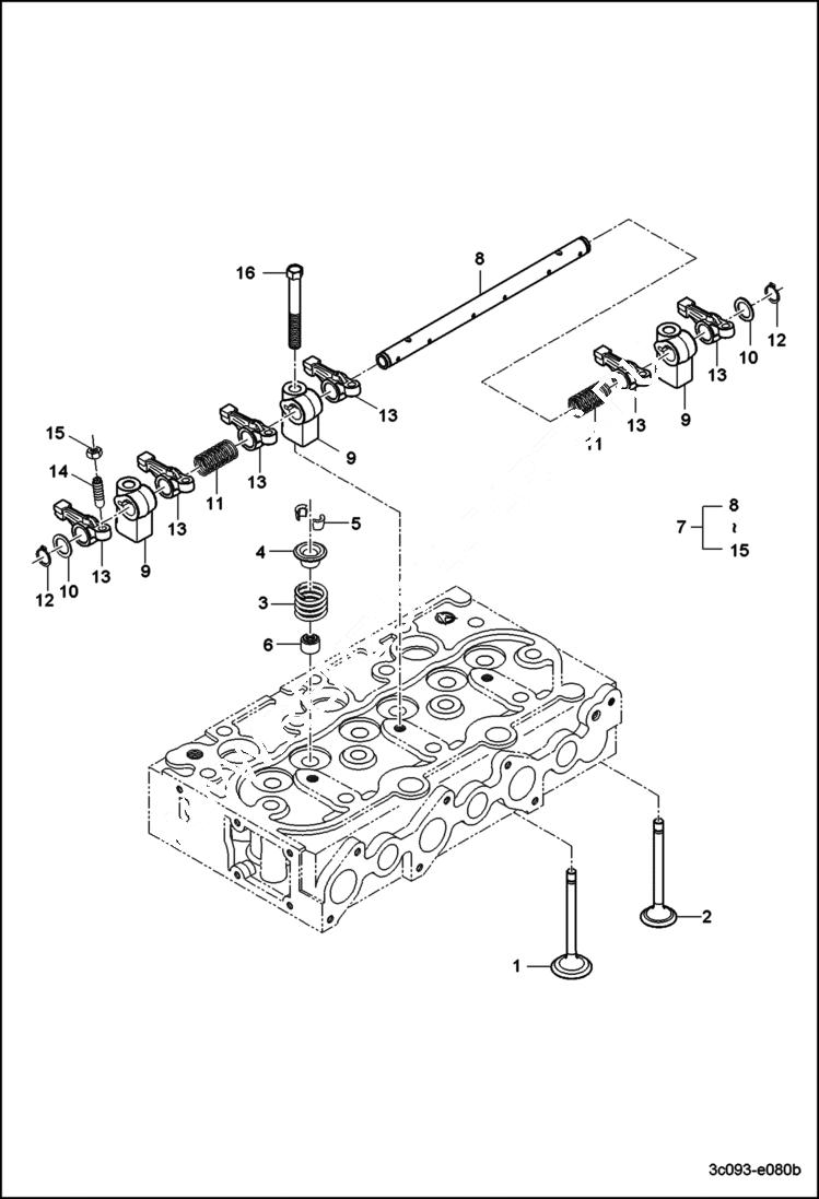 Схема запчастей Bobcat CT120 - VALVE ROCKER ARM GROUP POWER UNIT