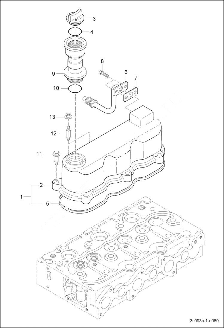 Схема запчастей Bobcat CT120 - CYLINDER HEAD COVER GROUP POWER UNIT