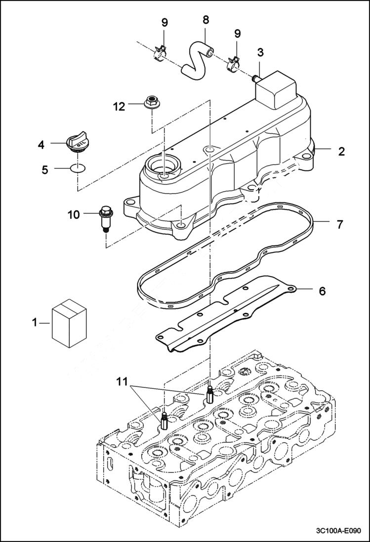 Схема запчастей Bobcat CT122 - CYLINDER HEAD COVER GROUP POWER UNIT