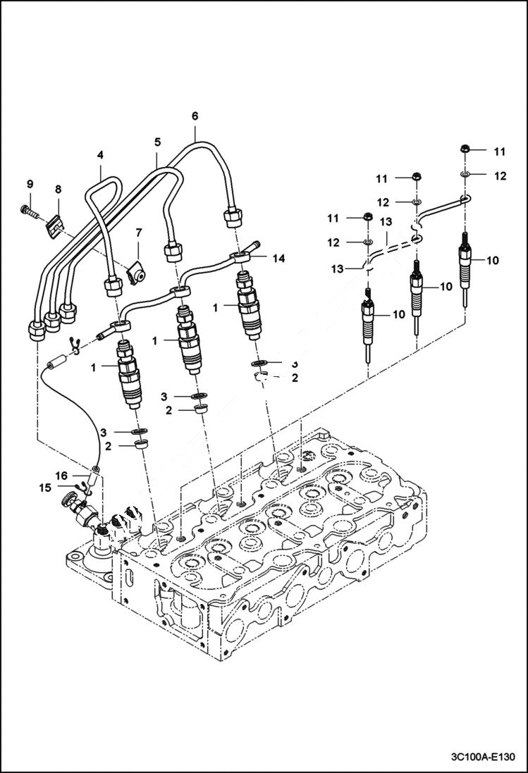 Схема запчастей Bobcat CT122 - NOZZLE HOLDER GROUP POWER UNIT