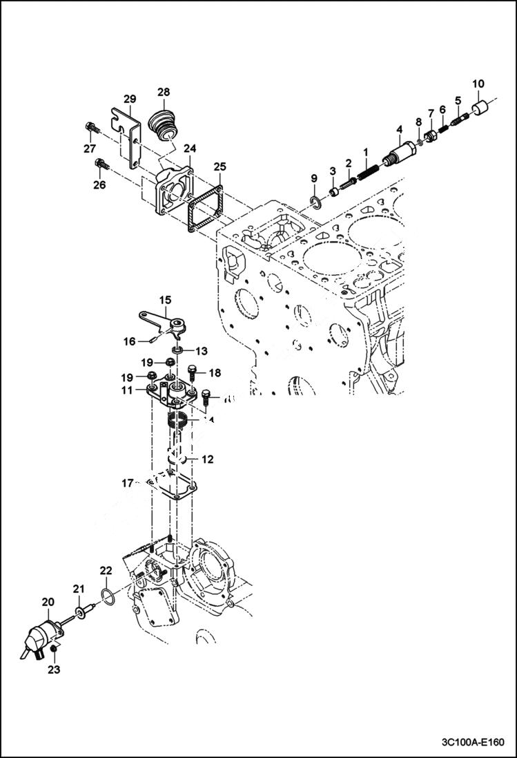 Схема запчастей Bobcat CT122 - ENGINE STOP LEVER GROUP POWER UNIT