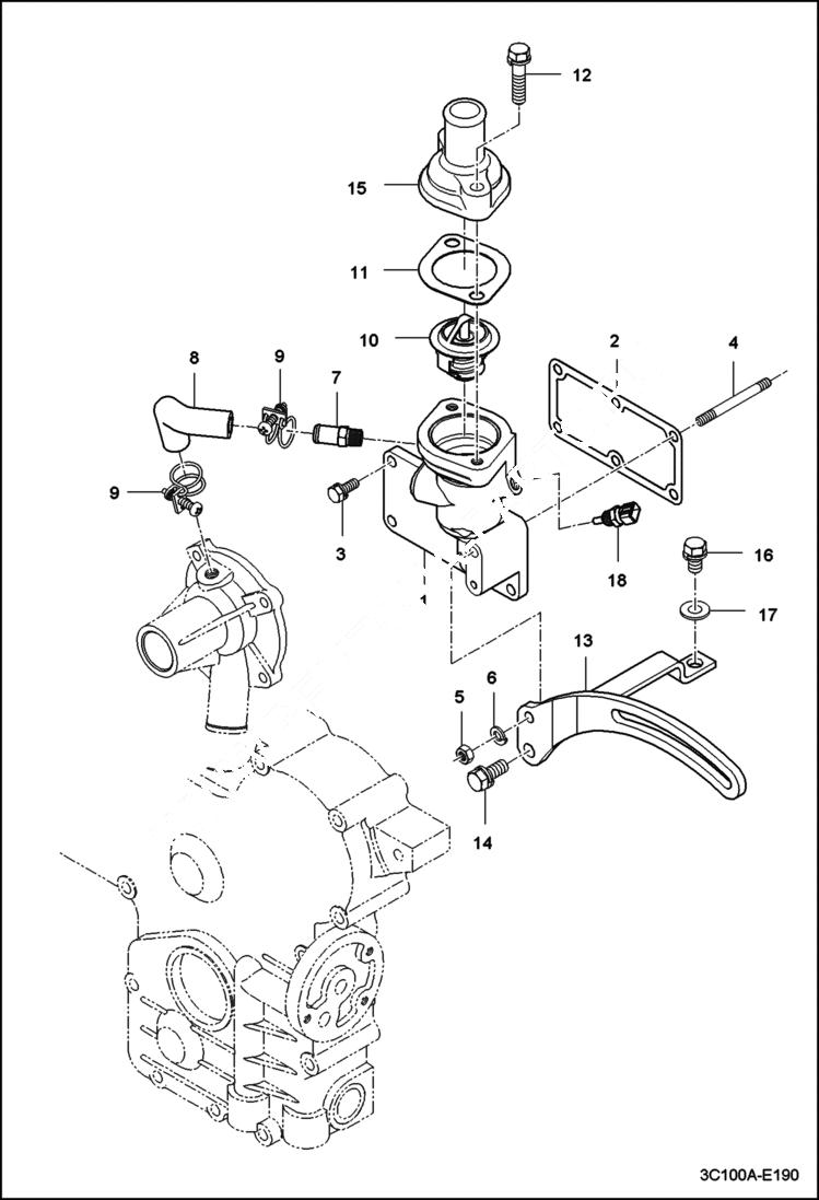 Схема запчастей Bobcat CT122 - WATER HOSE GROUP POWER UNIT