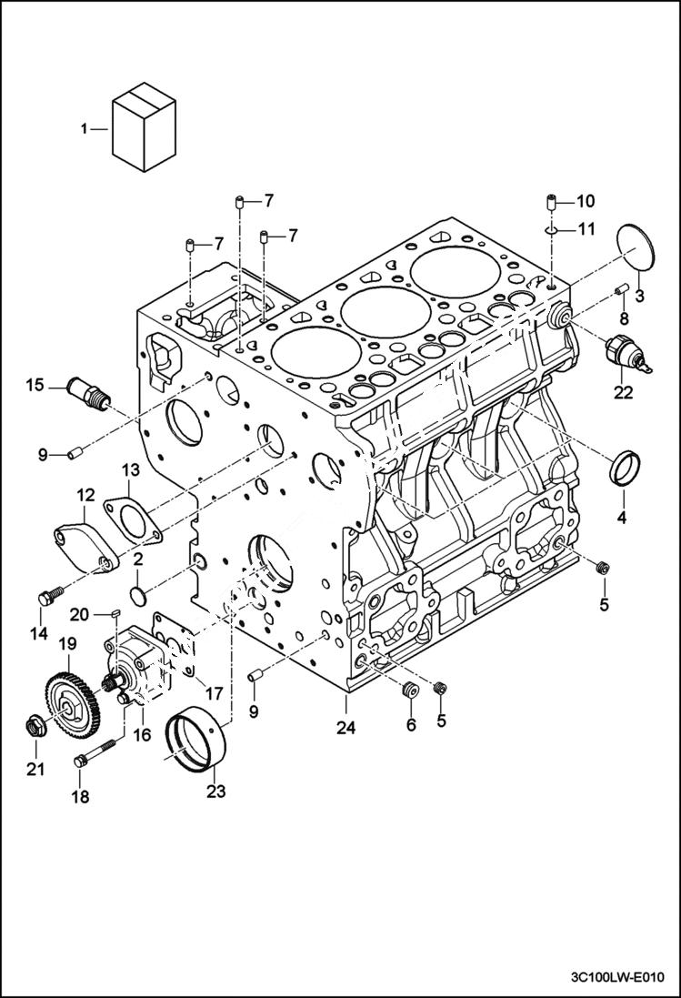 Схема запчастей Bobcat CT122 - CYLINDER BLOCK GROUP POWER UNIT