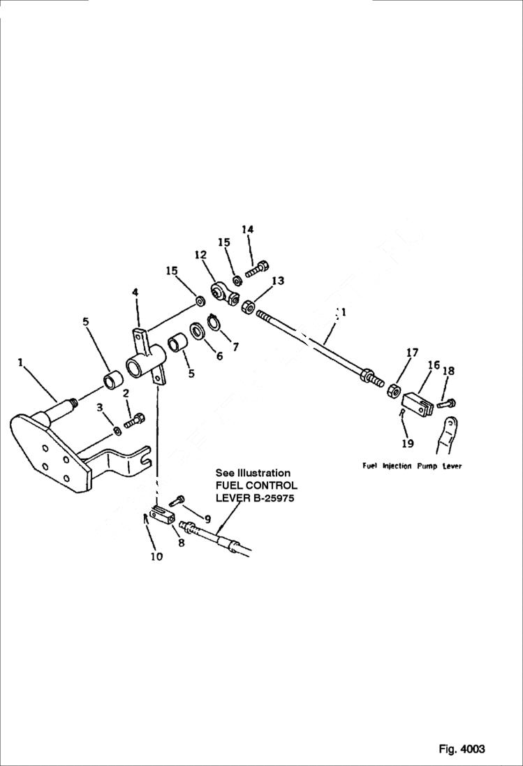 Схема запчастей Bobcat 130 - FUEL CONTROL LINKAGE Without Auto Deceleration Without Mode Selector OLSS CONTROL SYSTEM