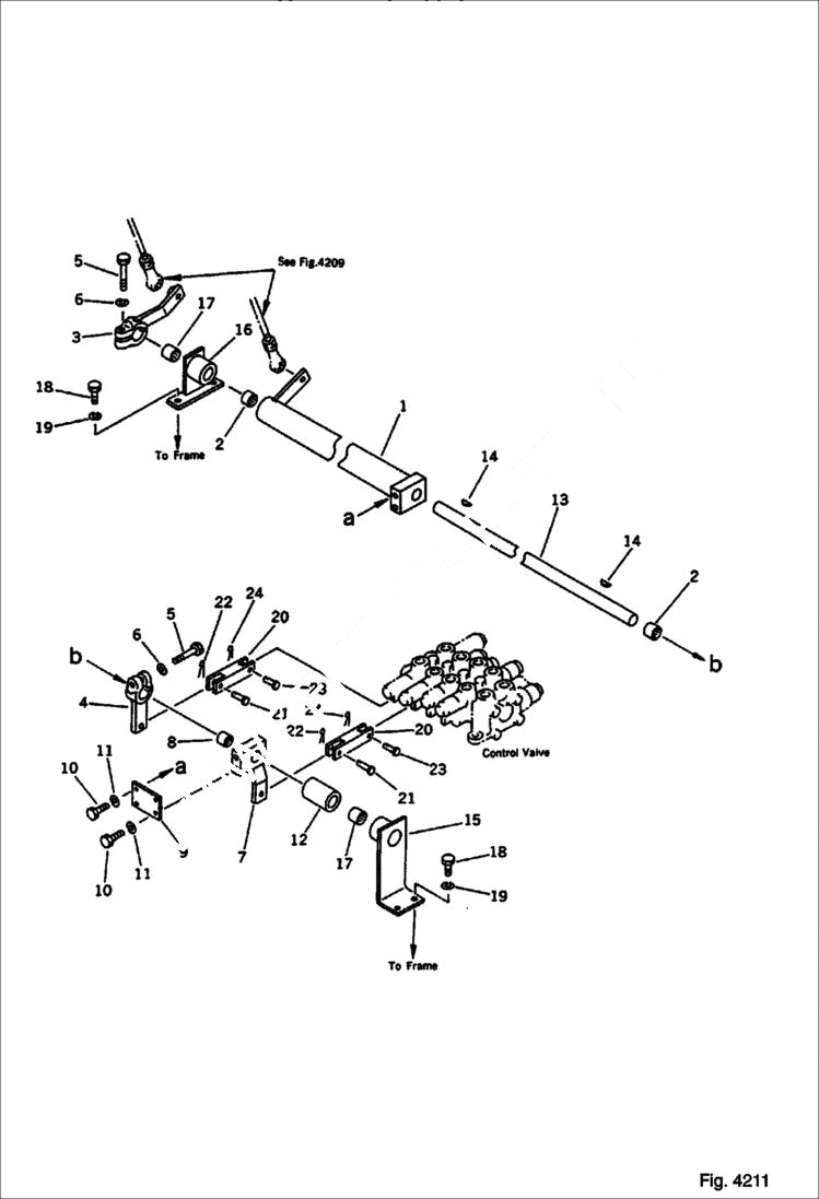 Схема запчастей Bobcat 100 - BLADE CONTROL LEVER AND LINKAGE (2/2) (FOR POWER TILT MECH. ANGLE DOZER) Komatsu S/N 13025 & Abv. CONTROL SYSTEM AND REVOLVING FRAME