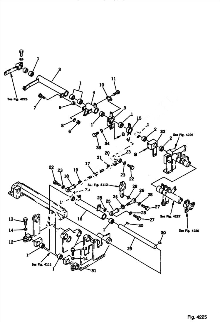 Схема запчастей Bobcat 100 - BOOM CONTROL LINKAGE (6 WAY SHIFT PATTERN SPEC.) Komatsu S/N 13025 & Abv. CONTROL SYSTEM AND REVOLVING FRAME