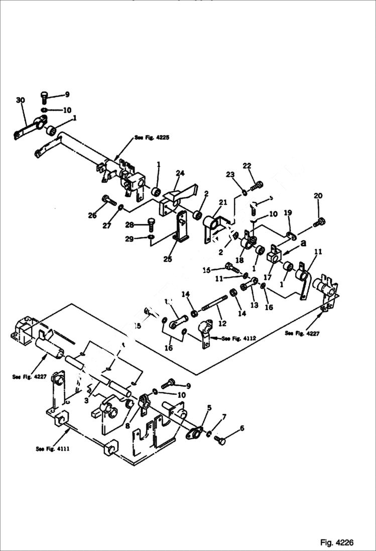 Схема запчастей Bobcat 100 - BUCKET CONTROL LINKAGE (6 WAY SHIFT PATTERN SPEC.) Komatsu S/N 13025 & Abv. CONTROL SYSTEM AND REVOLVING FRAME