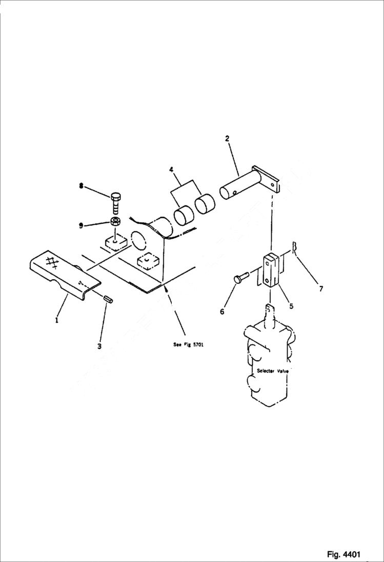 Схема запчастей Bobcat 56 - SELECTOR VALVE CONTROL PEDAL CONTROL SYSTEM AND REVOLVING FRAME