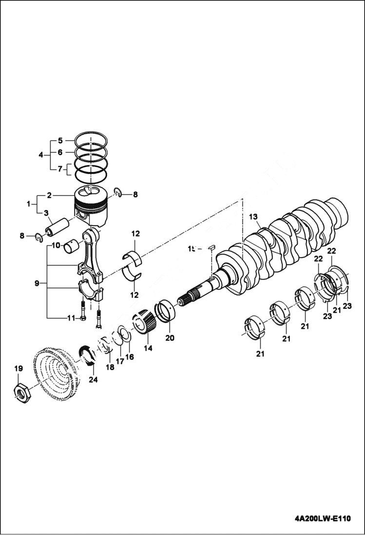 Схема запчастей Bobcat CT440 - PISTON & CRANKSHAFT GROUP POWER UNIT