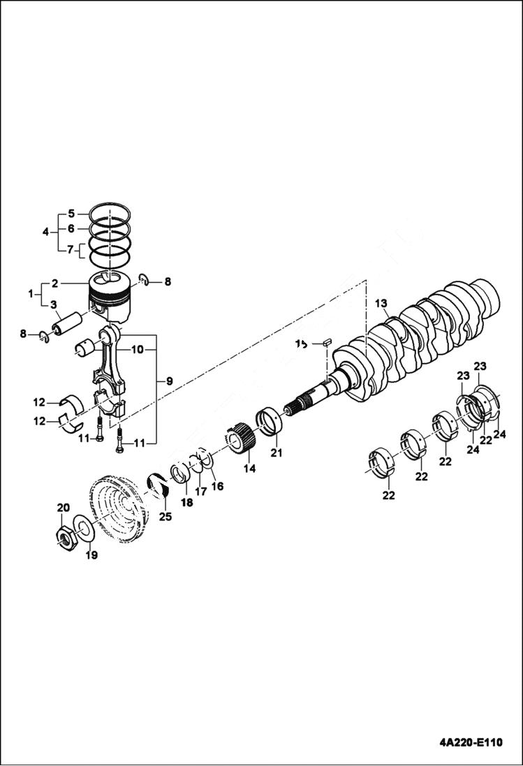 Схема запчастей Bobcat CT445 - PISTON & CRANKSHAFT GROUP POWER UNIT