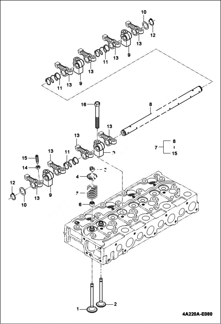 Схема запчастей Bobcat CT450 - VALVE ROCKER ARM GROUP POWER UNIT