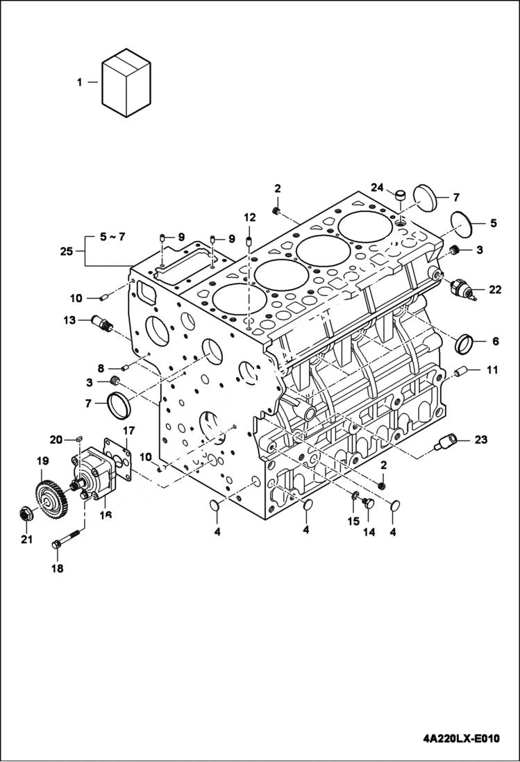 Схема запчастей Bobcat CT445 - CYLINDER BLOCK GROUP POWER UNIT