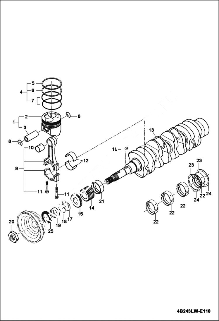 Схема запчастей Bobcat CT450 - PISTON & CRANKSHAFT GROUP POWER UNIT