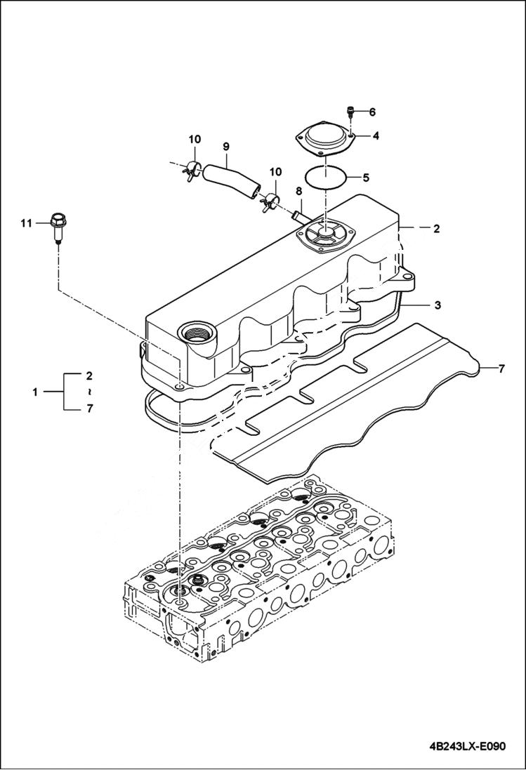 Схема запчастей Bobcat CT440 - CYLINDER HEAD COVER GROUP POWER UNIT