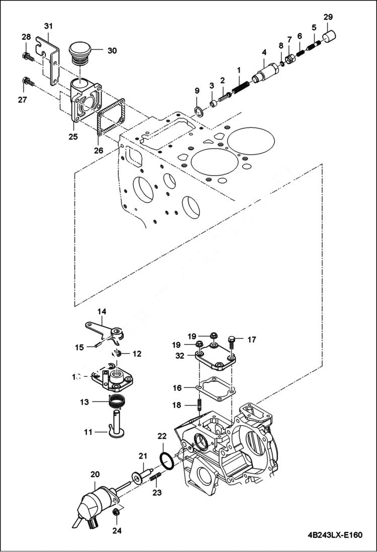 Схема запчастей Bobcat CT450 - ENGINE STOP LEVER GROUP POWER UNIT